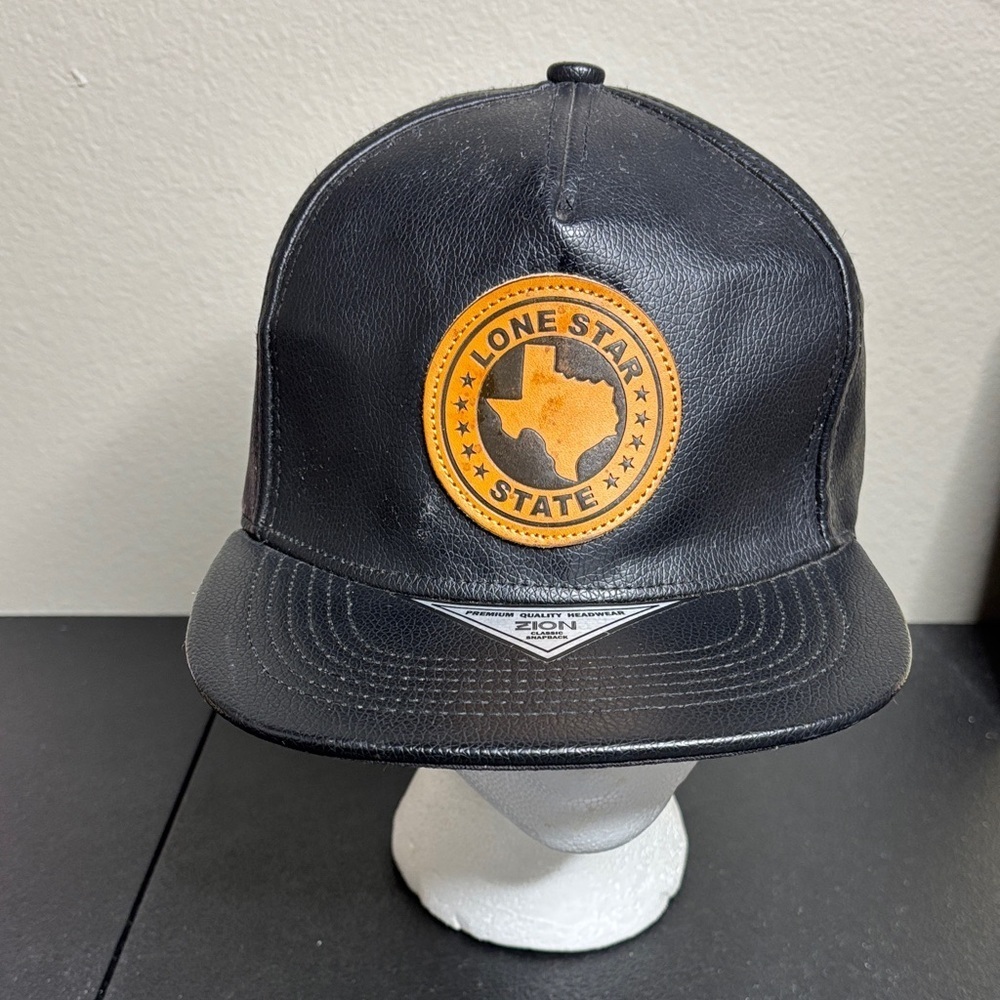 Zion Faux Leather Black Lone Star State Cap
